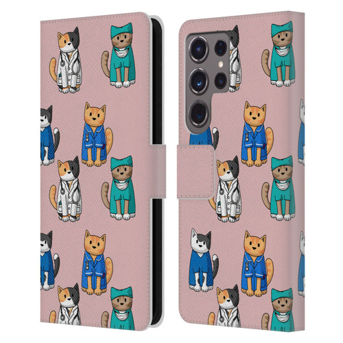 Beth Wilson Doodle Cats 2 Professionals Leather Book Wallet Case Cover For Samsung Galaxy S24 Ultra 5G