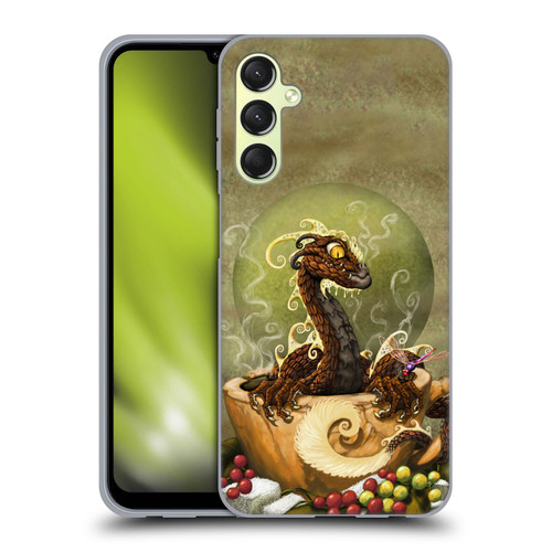 Stanley Morrison Art Brown Coffee Dragon Dragonfly Soft Gel Case for Samsung Galaxy A24 4G / Galaxy M34 5G
