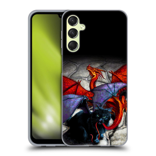 Stanley Morrison Art Bat Winged Black Cat & Dragon Soft Gel Case for Samsung Galaxy A24 4G / Galaxy M34 5G
