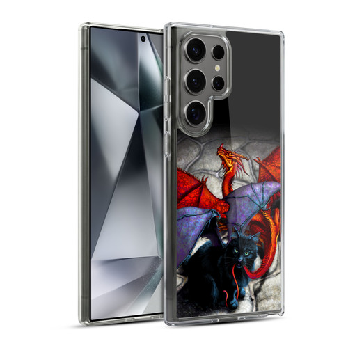 Stanley Morrison Art Bat Winged Black Cat & Dragon Soft Gel Case for Samsung Galaxy S24 Ultra 5G & MagSafe