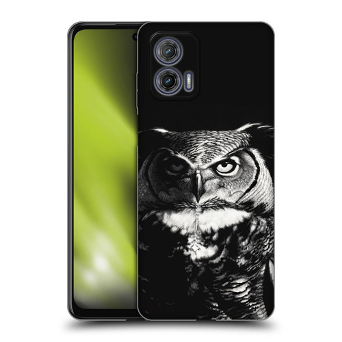 Stanley Morrison Black And White Great Horned Owl Soft Gel Case for Motorola Moto G73 5G