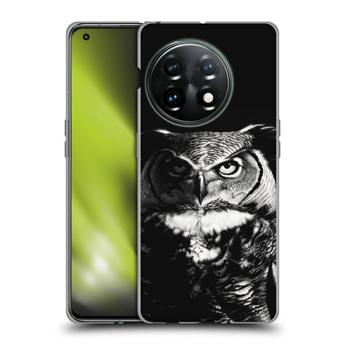 Stanley Morrison Black And White Great Horned Owl Soft Gel Case for OnePlus 11 5G
