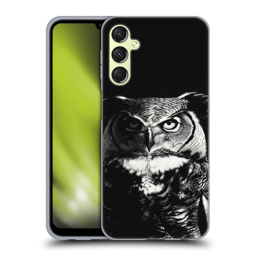 Stanley Morrison Black And White Great Horned Owl Soft Gel Case for Samsung Galaxy A24 4G / M34 5G