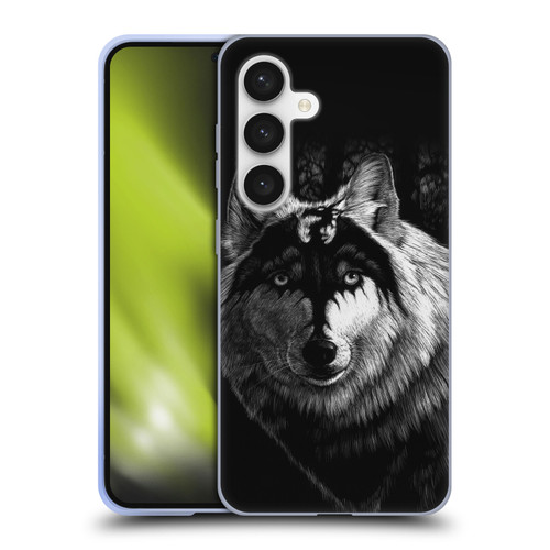 Stanley Morrison Black And White Gray Wolf With Dragon Marking Soft Gel Case for Samsung Galaxy S24 5G