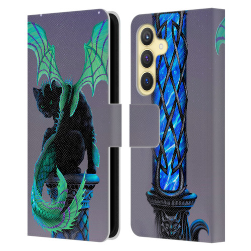Stanley Morrison Dragons 2 Gothic Winged Cat Leather Book Wallet Case Cover For Samsung Galaxy S24 5G