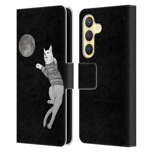 Barruf Animals Cat-ch The Moon Leather Book Wallet Case Cover For Samsung Galaxy S24 5G