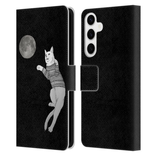 Barruf Animals Cat-ch The Moon Leather Book Wallet Case Cover For Samsung Galaxy S24+ 5G