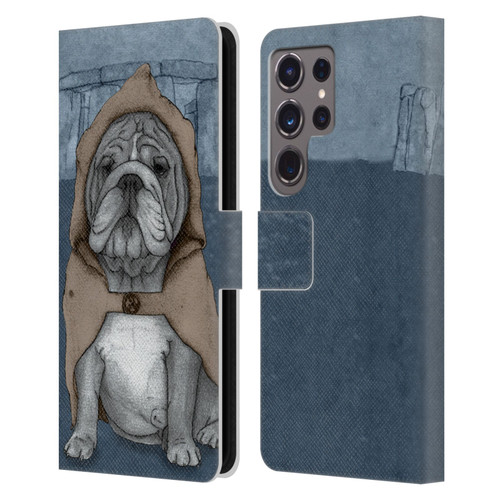 Barruf Dogs English Bulldog Leather Book Wallet Case Cover For Samsung Galaxy S24 Ultra 5G