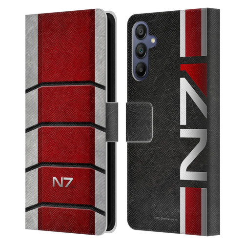 EA Bioware Mass Effect Graphics N7 Logo Armor Leather Book Wallet Case Cover For Samsung Galaxy A15