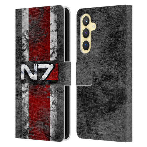 EA Bioware Mass Effect Graphics N7 Logo Distressed Leather Book Wallet Case Cover For Samsung Galaxy S23 FE 5G