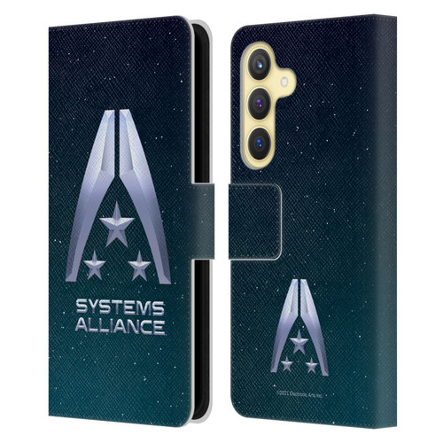 EA Bioware Mass Effect Graphics Systems Alliance Logo Leather Book Wallet Case Cover For Samsung Galaxy S24 5G