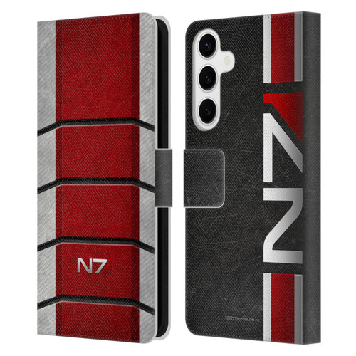 EA Bioware Mass Effect Graphics N7 Logo Armor Leather Book Wallet Case Cover For Samsung Galaxy S24+ 5G