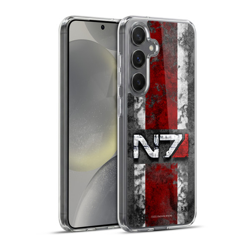 EA Bioware Mass Effect Graphics N7 Logo Distressed Soft Gel Case for Samsung Galaxy S24+ 5G & MagSafe