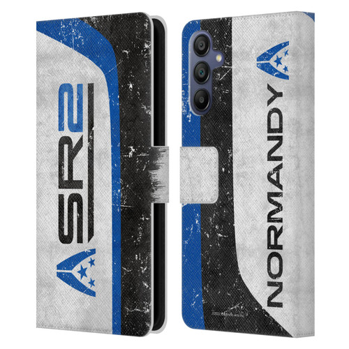 EA Bioware Mass Effect 3 Badges And Logos SR2 Normandy Leather Book Wallet Case Cover For Samsung Galaxy A15