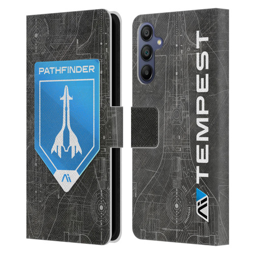 EA Bioware Mass Effect Andromeda Graphics Pathfinder Badge Leather Book Wallet Case Cover For Samsung Galaxy A15