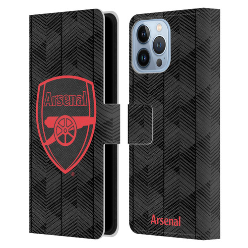 Arsenal FC Crest and Gunners Logo Black Leather Book Wallet Case Cover For Apple iPhone 13 Pro Max