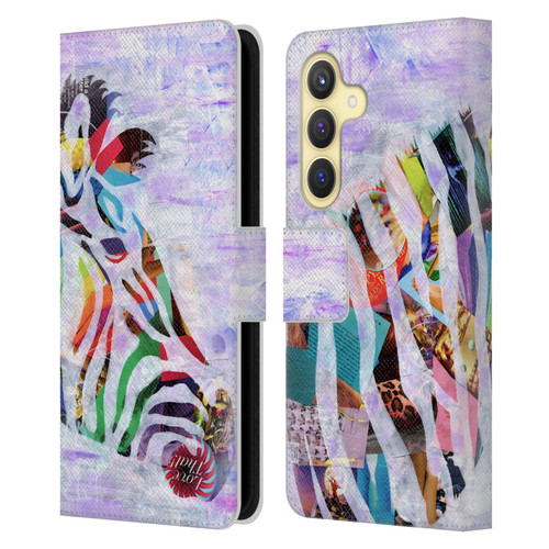 Artpoptart Animals Purple Zebra Leather Book Wallet Case Cover For Samsung Galaxy S24 5G