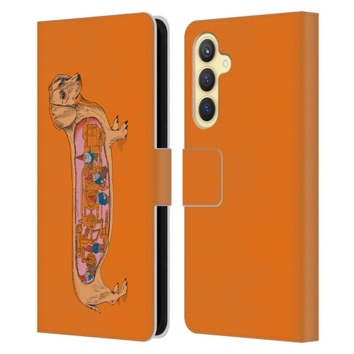 Rachel Caldwell Animals 3 Dachshund Leather Book Wallet Case Cover For Samsung Galaxy S23 FE 5G