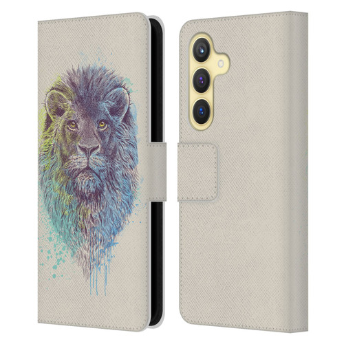 Rachel Caldwell Animals 3 Lion Leather Book Wallet Case Cover For Samsung Galaxy S24 5G