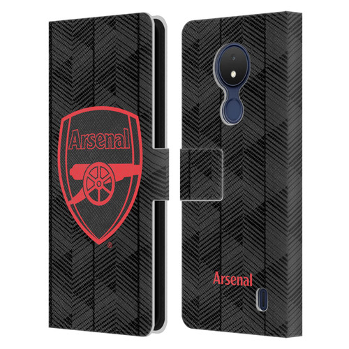 Arsenal FC Crest and Gunners Logo Black Leather Book Wallet Case Cover For Nokia C21