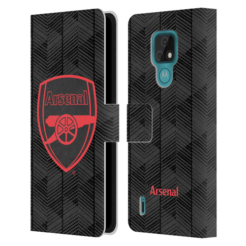Arsenal FC Crest and Gunners Logo Black Leather Book Wallet Case Cover For Motorola Moto E7