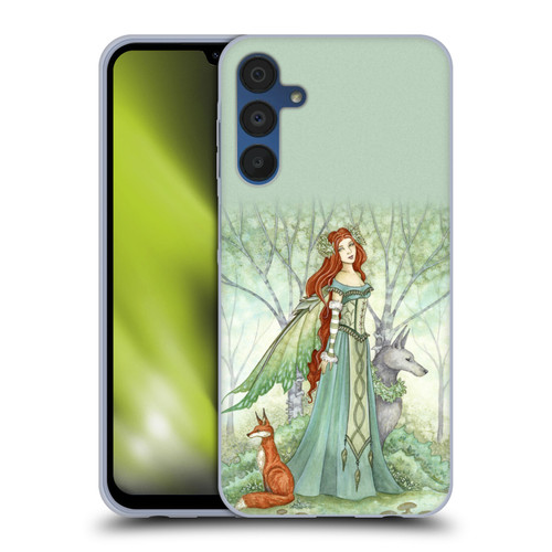 Amy Brown Magical Fairies Woodland Fairy With Fox & Wolf Soft Gel Case for Samsung Galaxy A15