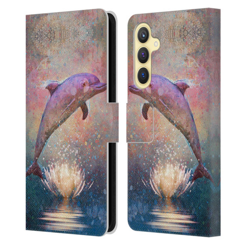 Jena DellaGrottaglia Animals Dolphin Leather Book Wallet Case Cover For Samsung Galaxy S23 FE 5G