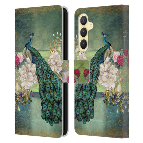 Jena DellaGrottaglia Animals Peacock Leather Book Wallet Case Cover For Samsung Galaxy S23 FE 5G