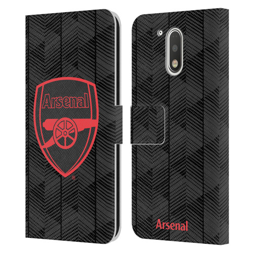 Arsenal FC Crest and Gunners Logo Black Leather Book Wallet Case Cover For Motorola Moto G41