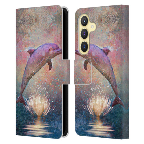 Jena DellaGrottaglia Animals Dolphin Leather Book Wallet Case Cover For Samsung Galaxy S24 5G