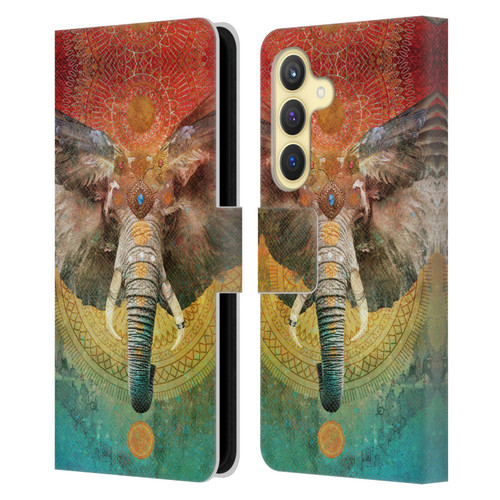 Jena DellaGrottaglia Animals Elephant Leather Book Wallet Case Cover For Samsung Galaxy S24 5G