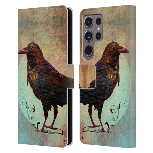 Jena DellaGrottaglia Animals Crow Leather Book Wallet Case Cover For Samsung Galaxy S24 Ultra 5G