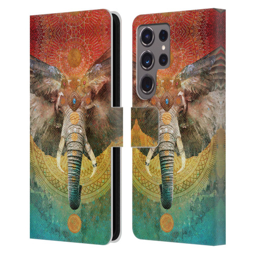 Jena DellaGrottaglia Animals Elephant Leather Book Wallet Case Cover For Samsung Galaxy S24 Ultra 5G
