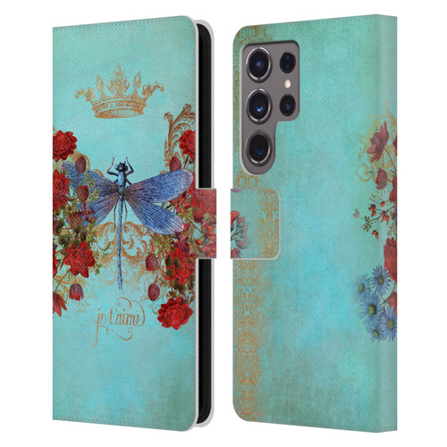 Jena DellaGrottaglia Insects Dragonfly Garden Leather Book Wallet Case Cover For Samsung Galaxy S24 Ultra 5G