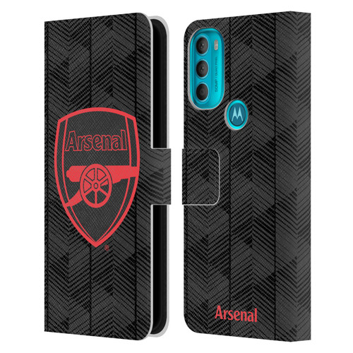 Arsenal FC Crest and Gunners Logo Black Leather Book Wallet Case Cover For Motorola Moto G71 5G