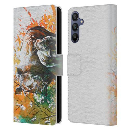 Graeme Stevenson Assorted Designs Rhino Leather Book Wallet Case Cover For Samsung Galaxy A15