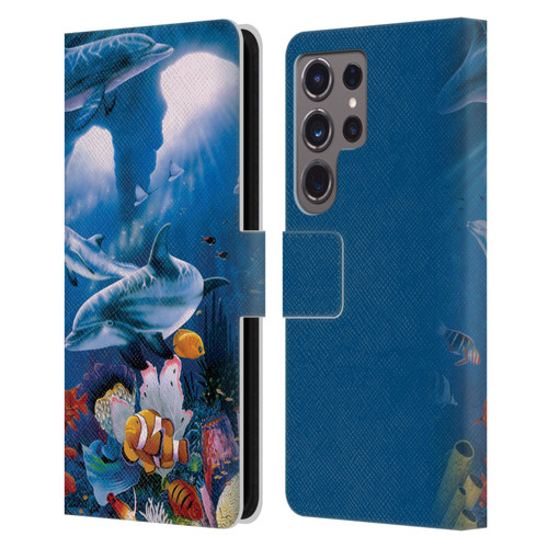 Graeme Stevenson Assorted Designs Dolphins Leather Book Wallet Case Cover For Samsung Galaxy S24 Ultra 5G