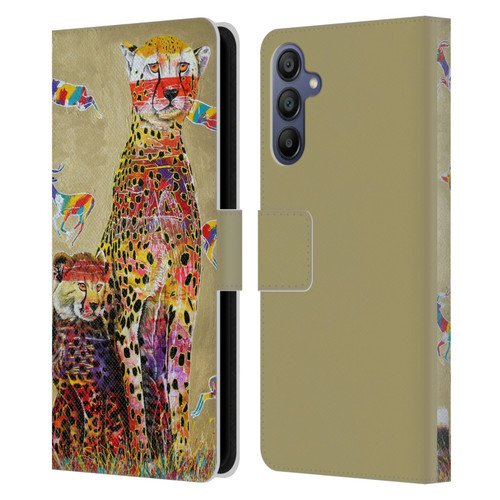 Graeme Stevenson Colourful Wildlife Cheetah Leather Book Wallet Case Cover For Samsung Galaxy A15