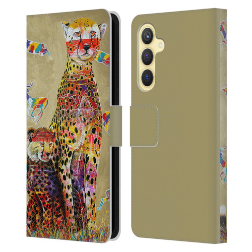 Graeme Stevenson Colourful Wildlife Cheetah Leather Book Wallet Case Cover For Samsung Galaxy S23 FE 5G