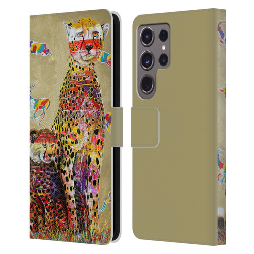 Graeme Stevenson Colourful Wildlife Cheetah Leather Book Wallet Case Cover For Samsung Galaxy S24 Ultra 5G