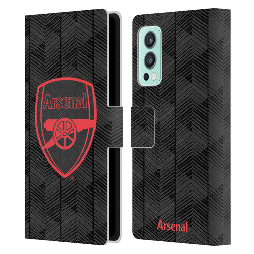 Arsenal FC Crest and Gunners Logo Black Leather Book Wallet Case Cover For OnePlus Nord 2 5G