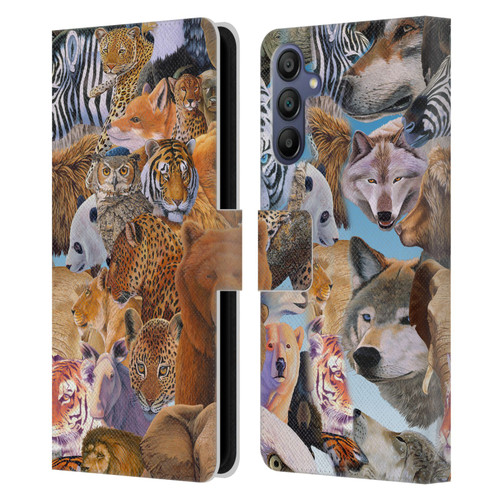Graeme Stevenson Wildlife Animals Leather Book Wallet Case Cover For Samsung Galaxy A15
