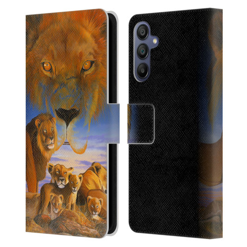 Graeme Stevenson Wildlife Lions Leather Book Wallet Case Cover For Samsung Galaxy A15