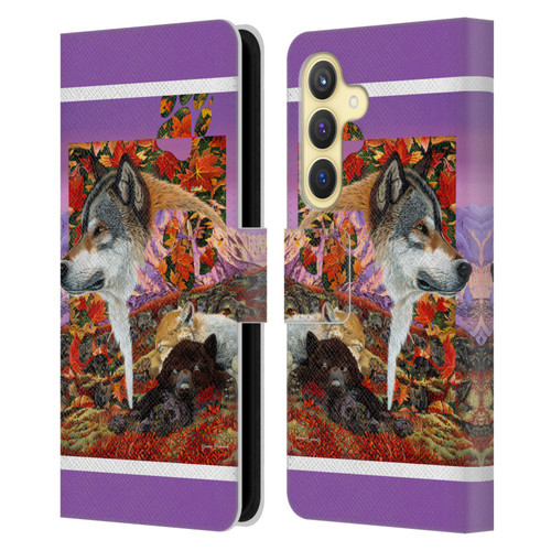 Graeme Stevenson Wildlife Wolves 4 Leather Book Wallet Case Cover For Samsung Galaxy S24 5G