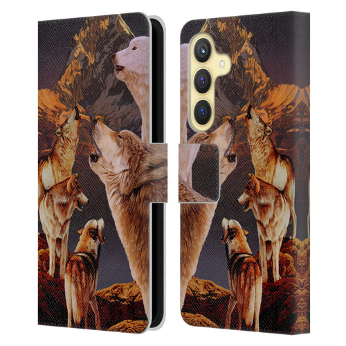 Graeme Stevenson Wildlife Wolves 2 Leather Book Wallet Case Cover For Samsung Galaxy S24 5G
