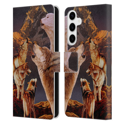 Graeme Stevenson Wildlife Wolves 2 Leather Book Wallet Case Cover For Samsung Galaxy S24+ 5G