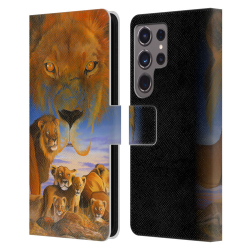 Graeme Stevenson Wildlife Lions Leather Book Wallet Case Cover For Samsung Galaxy S24 Ultra 5G