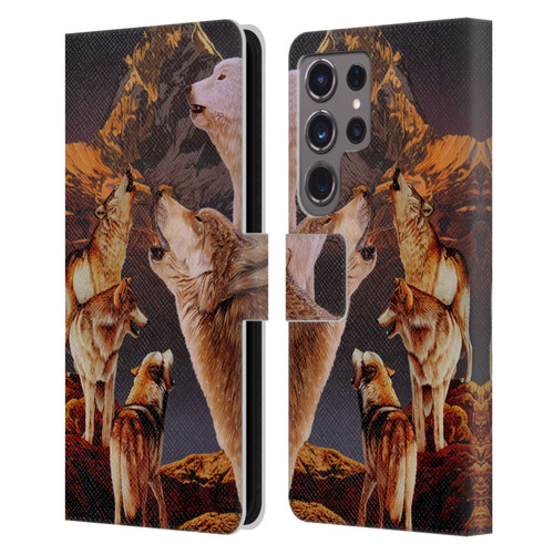 Graeme Stevenson Wildlife Wolves 2 Leather Book Wallet Case Cover For Samsung Galaxy S24 Ultra 5G