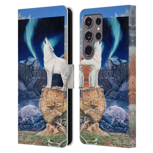Graeme Stevenson Wildlife Wolves 3 Leather Book Wallet Case Cover For Samsung Galaxy S24 Ultra 5G