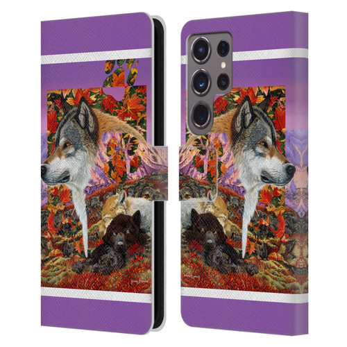 Graeme Stevenson Wildlife Wolves 4 Leather Book Wallet Case Cover For Samsung Galaxy S24 Ultra 5G